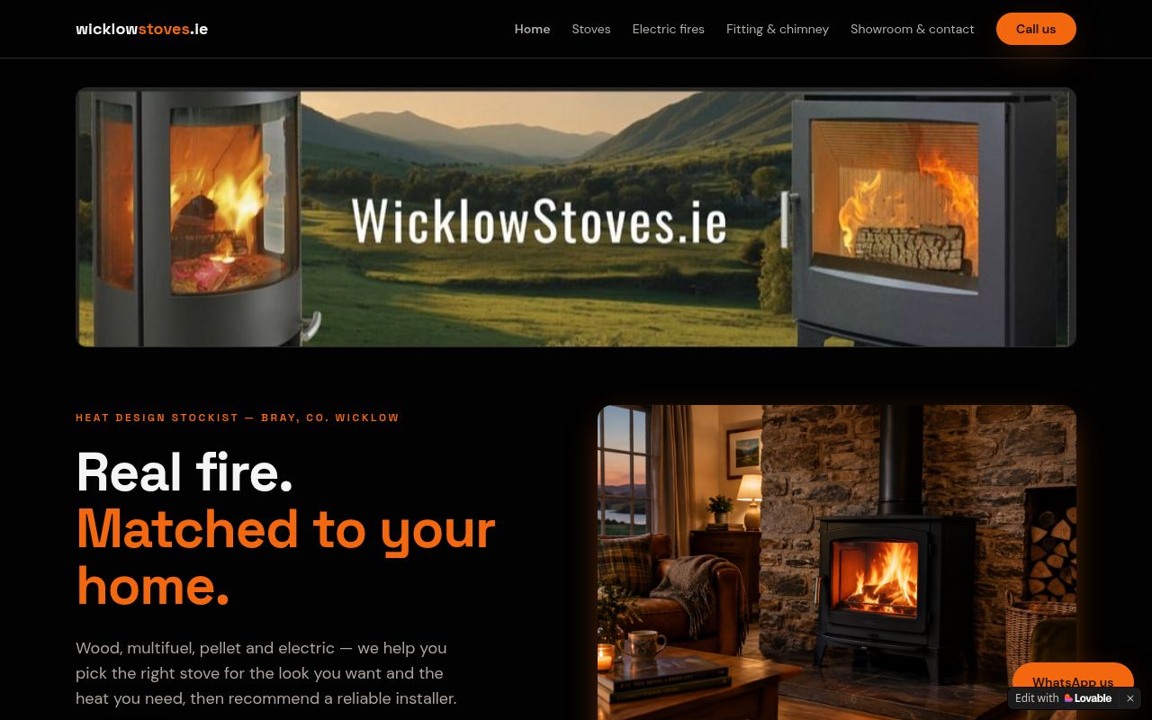 The Wicklow Stoves website